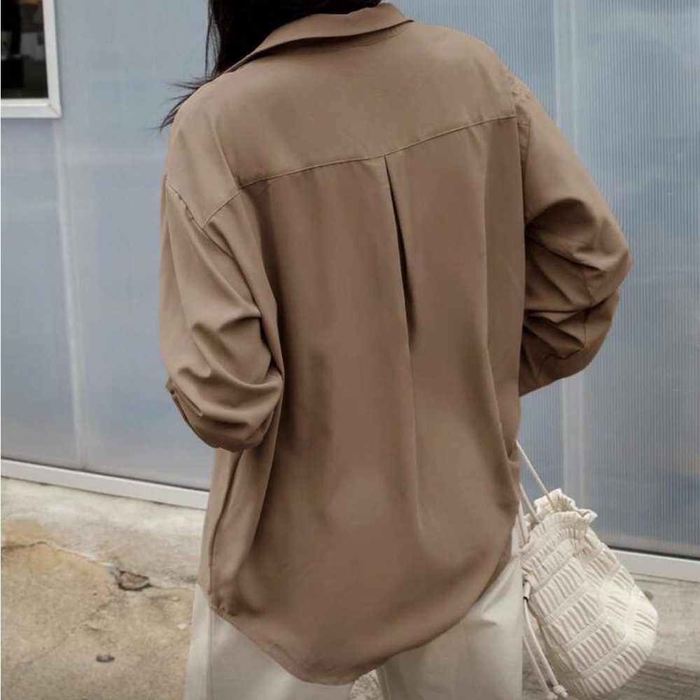 🌼 Mocha Brown Button Up Blouse - Picture 2 of 4